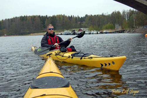 Första paddeltagen på kajakhelgen.