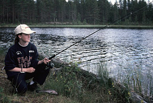 Annalina med fin regnbåge fångad på spinn.