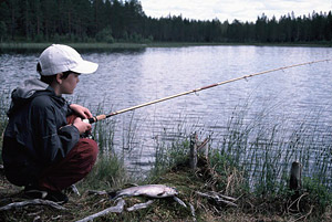 Oscar med fin regnbåge fångad på spinn.